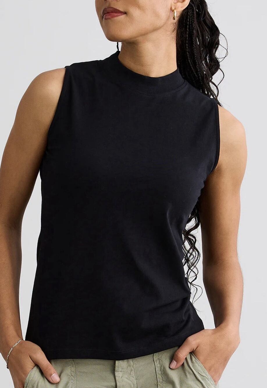 Alfani Black Sleeveless preppy Turtleneck Top 2X A008014